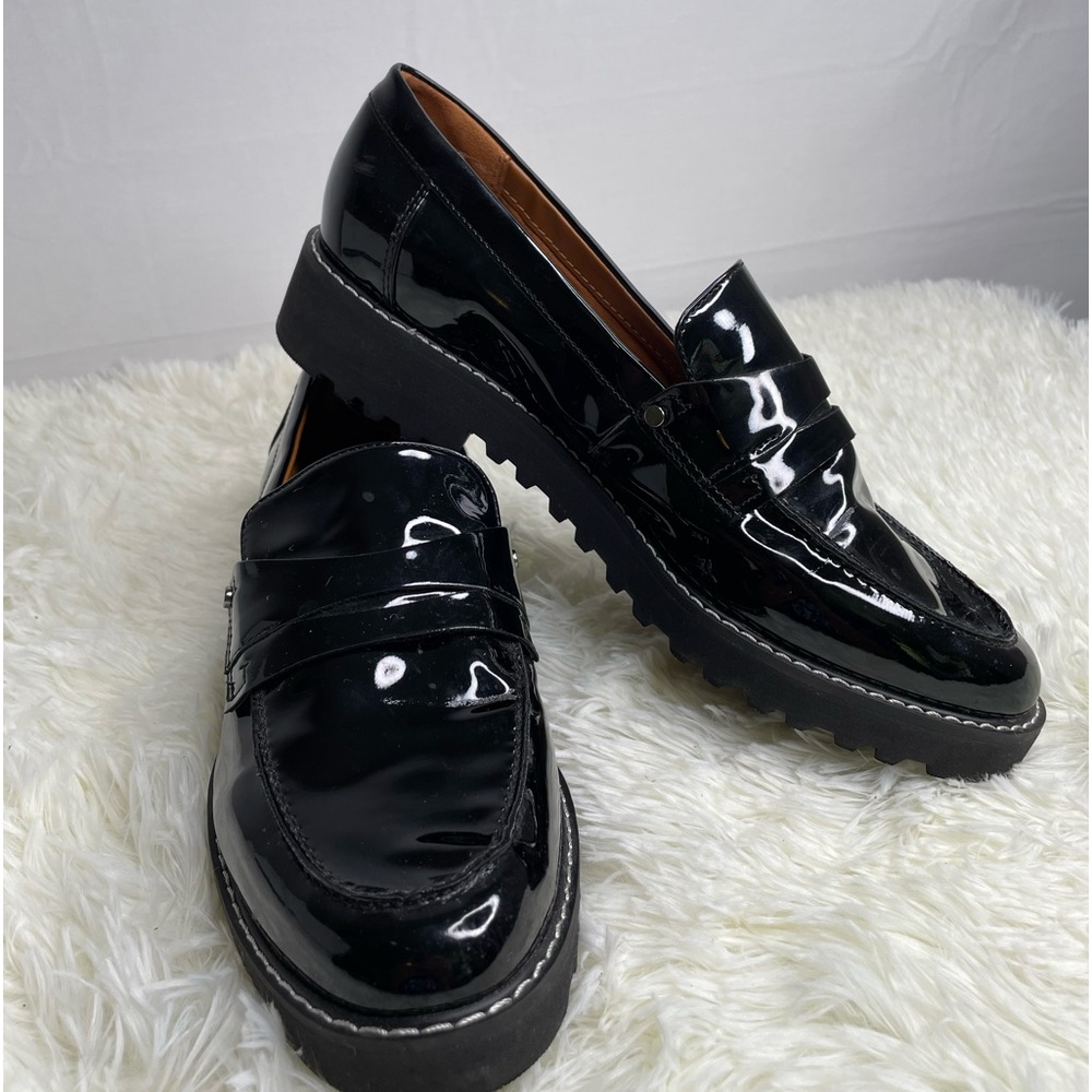 Franco Sarto Glossy Black Loafers